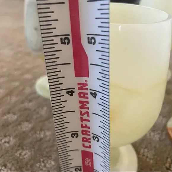 Set of 4 Vintage Green Opal Marble Wine Glasses Goblets - Picture 13 of 15